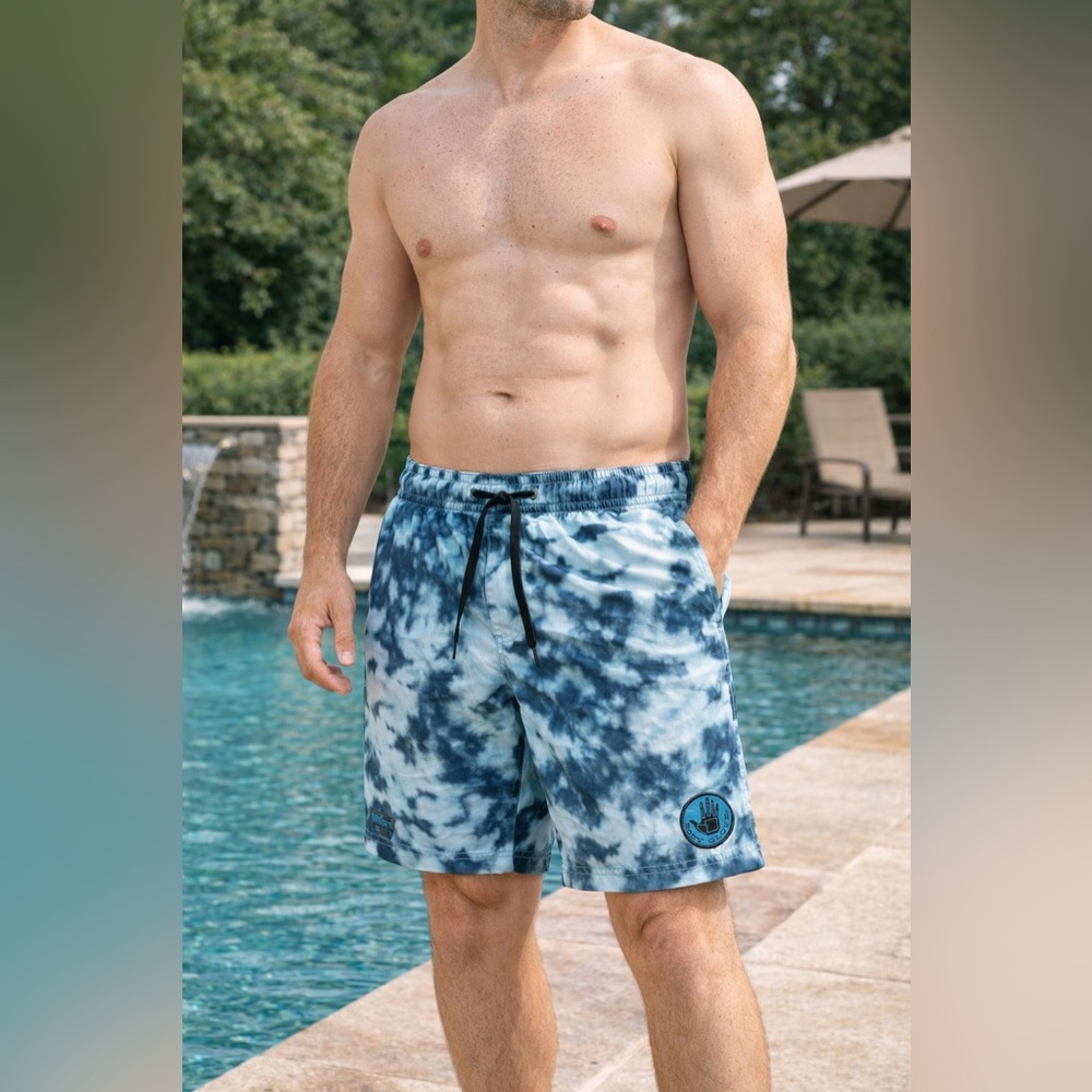 Body Glove Men's Light & Dark Blue Tie-Dye Swim Board Shorts